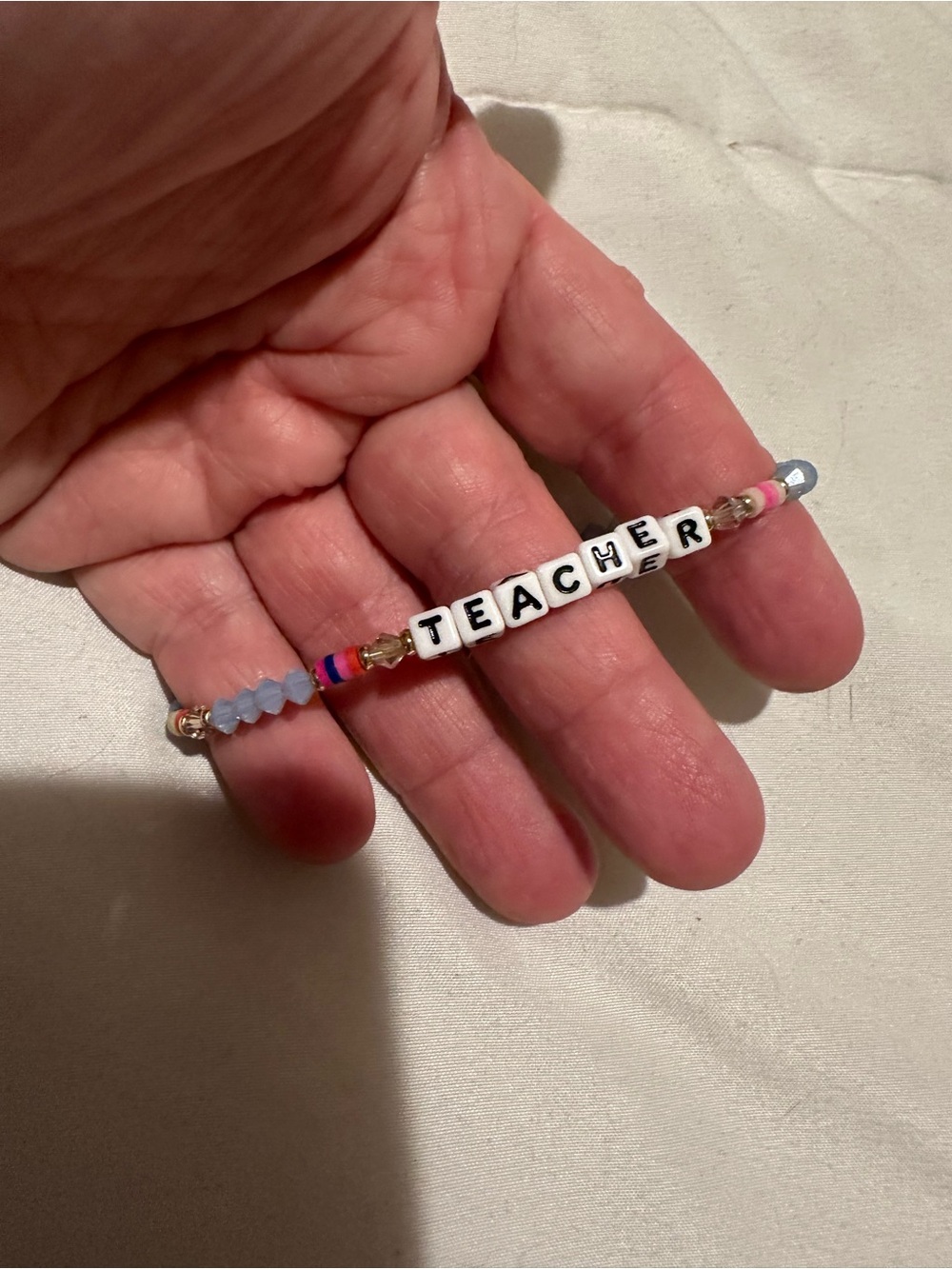 Little words project- 2 bracelets. "Teacher" and "be a light" Beaded Bracelets